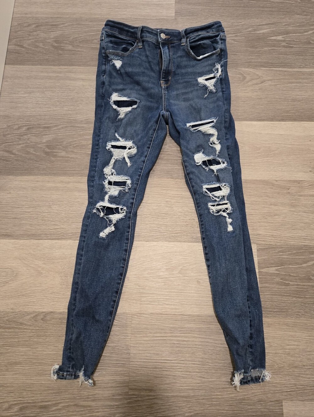 American Eagle Outfitters Women's Ripped Skinny Jeans - Dark Blue